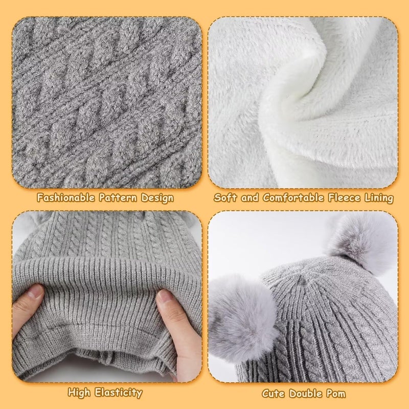 HAITHO Baby Winter Hat Scarf Set 2 Pack, Toddler Beanie Hats Girl Boy with Neck Warmer, Beanie for Kids Knit Warm for Cold Weather - Image 5
